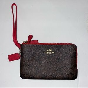 COACH double corner zip Wristlet